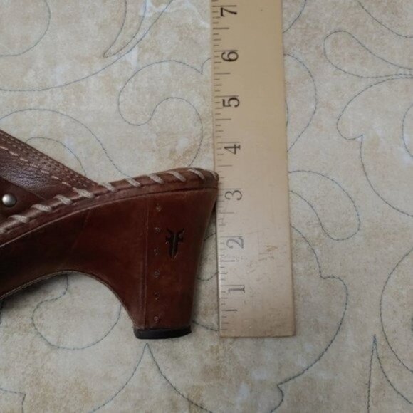 Frye Charlotte Brown Leather Ring Heeled Mules 8.5 - Picture 13 of 13